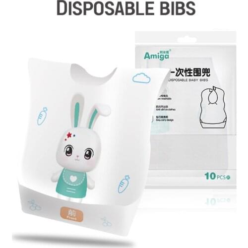 Outdoor Travel Disposable Waterproof Portable Cartoon Baby Bib Solid Food Self Feeding for Child Toddler Infant Kid Children
