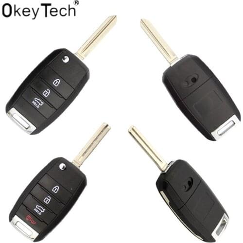 OkeyTech For Kia Key Shell 3 or 4 Buttons Flip Folding Remote Car Key Cover Case For KIA Carens Cerato Forte K3 K5 No Logo