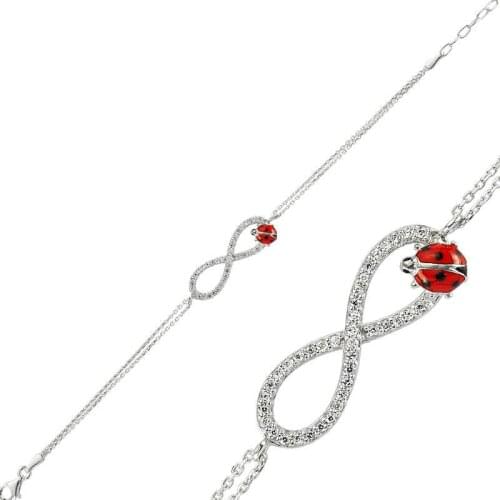 Original 925 Sterling Silver Ladybug Infinity Wristband for Women , Stylish, Aesthetic and Flashy, Bracelet Types for Women