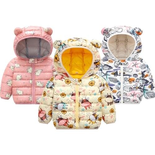 1 2 3 4 5 Years Old Baby Girls Jacket Winter Cute Cartoon Christmas Keep Warm Boy Coat Hooded Zipper Outerwear Kids Clothes