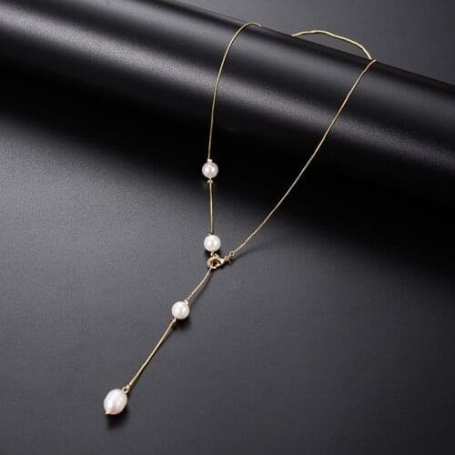 Dorado Simulated Pearl Pendant Necklace For Women Minimalist Long Tassel Elegant adjustable Jewelry Wedding Party Fine Gift 2021