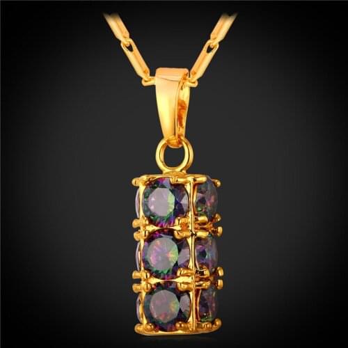 Crystal AAA Cubic Zirconia Pendant Necklace Women Party Jewelry 2016 New Gold Color Necklace P1958