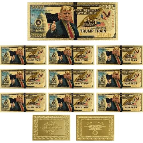 Gold Trump Bill Donald Dollar Foil Banknote Fake Dollars 2020 President Us Commemorative Plated Colorized 10pcs