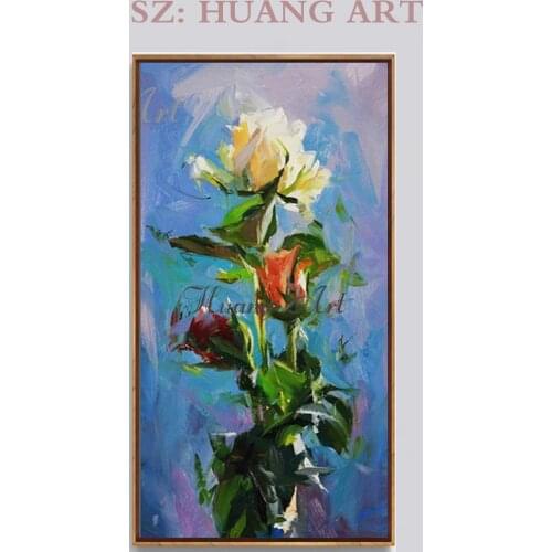 Hand-painted High Quality Abstract Flower Oil Painting On Canvas Handmade Impression Flowers Oil Painting For Hotel Decoration