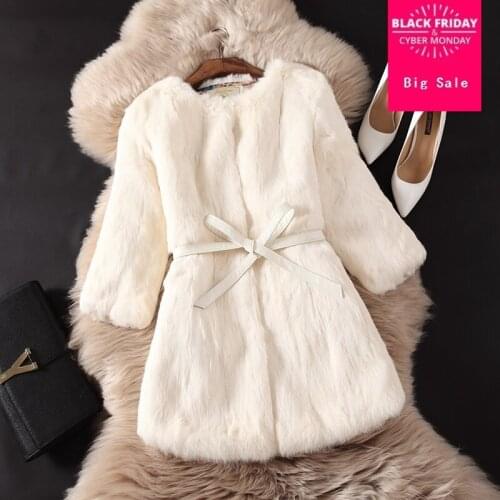 S-3XL diamond Faux rabbit Fur coat Women Winter Warm whole rabbit Fur Fashion brand Luxury Fur stiching long Jacket wj1453