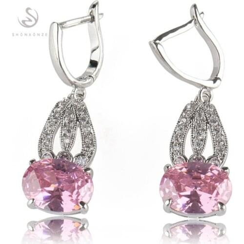 SHUNXUNZE Drop earrings for women bohemian Flash sale Purple Pink Cubic Zirconia Jewelry & Accessories Rhodium Plated R533 R536