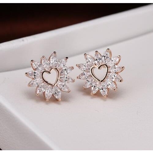 DE340 Street Snap-Style Elegant Delicacy Creative Heart Zircon Earring Gift Party Banquet WOMENS Jewelry Earrings