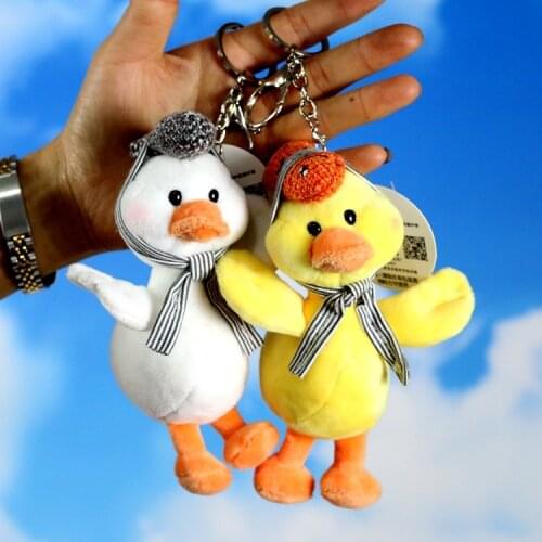 Pretty Creative cute Little duck Wear hat Scarf exquisite pendant small plush toy key chain bag decoration soft Soothing doll
