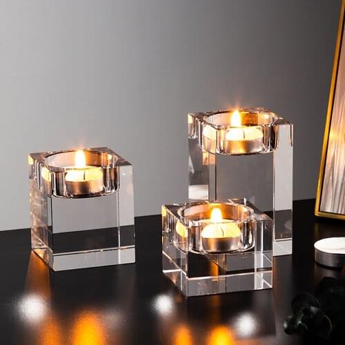 Nordic Transparent Crystal Glass Candle Holders Glass Candlesticks Wedding Table Centerpieces for Home desktop Decor Art Gift