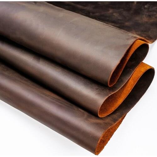 Dark coffee Genuine Leather Crazy Horse Leather Cowhide Skin for Diy Leather Craft for Belt Wallet Bag Shoes Notebook
