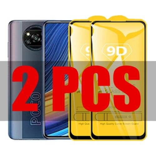 2Pcs 9D Glass For Xiaomi Poco X3 Pro Protective Glass on the For Xiaomi Poco X3 PRO NFC Pocophone X3pro Screen Protector Film