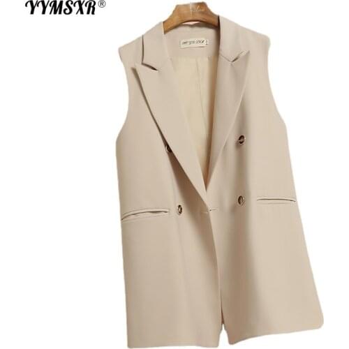 High-quality Womens Waistcoat Suit 2021 Spring and Summer New Loose Double-breasted Temperament Female Jacket Blazer Female