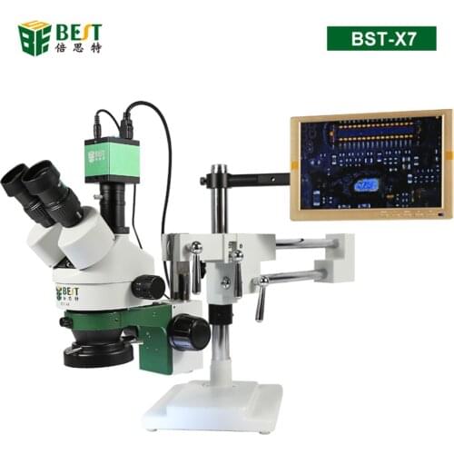 BST-X7 Double Arm Universal Bracket Trinocular Stereo Microscope Mobile Phone Repair 7-45x Continuous Zoom Long Arm Bracket