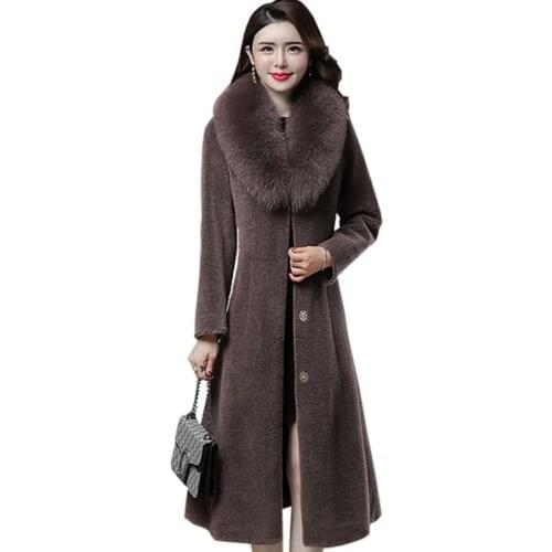 Granule Sheep Shearing Parker Coat Female 2020 Winter New Slim Long Thick warm Large size Fashion Fox Fur Fur one Coats Women