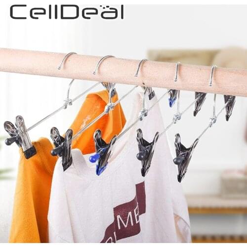 1Pcs/10pcs Stainless Steel Trousers Rack Clip Metal Anti-Slip Clothespin Wardrobe Pants Clamp Clothes Hanger Adjustable Pinch