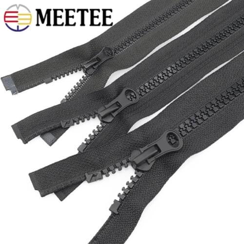 2pcs Meetee 60-300cm 5# 8# Black White Resin Zippers Open-end Zip for Jackets Coat Bag Tent Zipper Repair DIY Sewing Accessories