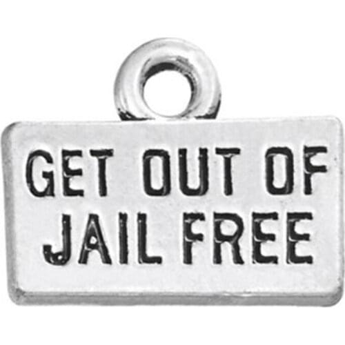 2021 New Get out of jail free engraved tag charms for jewelry making