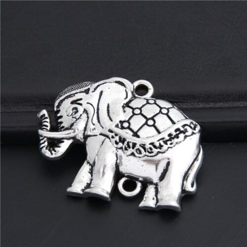 3pcs Silver Color Lovely Metal Elephant Charms Animal Jewelery Making Pendant Accessories DIY Necklaces 41.5x34mm A3007