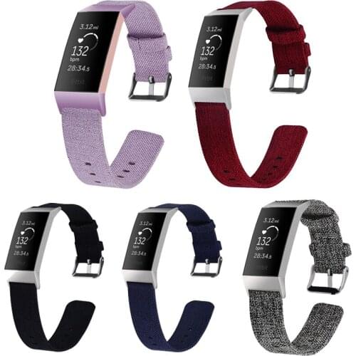 5 Colors Strap for Fitbit Charge 3 Smart Bracelet Replacement Watch Band Canvas Nylon Denim Men Women Smartwatch Accessories