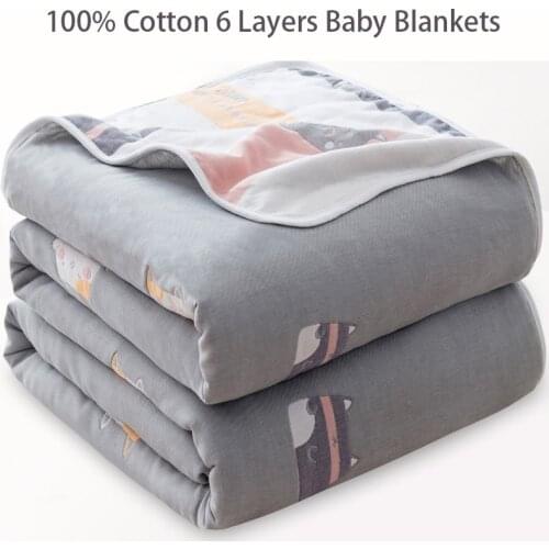 6 Layers 100% Muslin Cotton Baby Blankets for Newborn Soft Baby Swaddle Set Baby Month Blanket Baby Carriage Blanket Child Quilt
