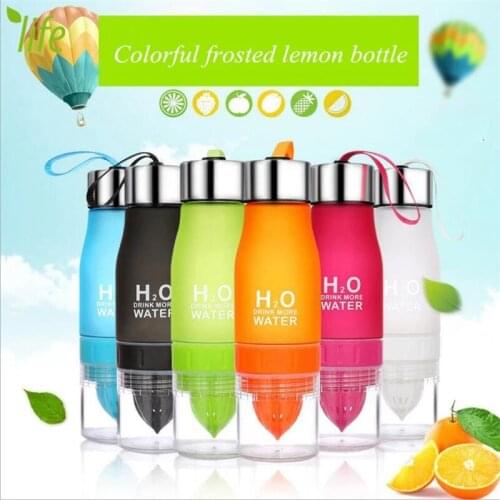650ml Travelling Colorful Plastic Water Bottles Lemon Bottle Portable Sport Outdoor Food Drinking Trade Bottle With Rope Tea Cup