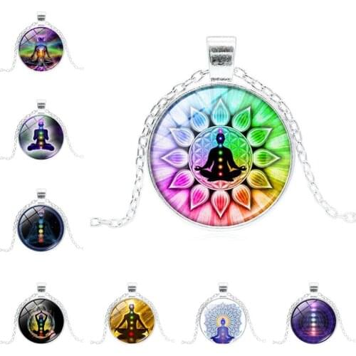 7 Chakra Reiki Healing Necklace Buddha Yoga Meditation Pendant Spiritual Om Symbol Hope Jewelry Chain Statement Necklace Women