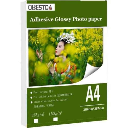 A4 50sheets A6 100sheets 135g 150g high Glossy Self Adhesive Inkjet Printing with back glue sticker photo paper