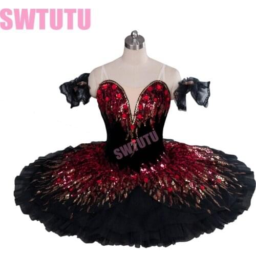 Adult high quality black professional ballet tutu swan lake ballet costumes,red ballet tutu for girls BT9045B