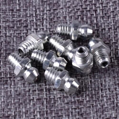 DWCX 8pcs Universal Iron Accessories Motorcycle Car Truck M6 x 1 Thread Straight Grease Zerk Nipple Fitting Silver