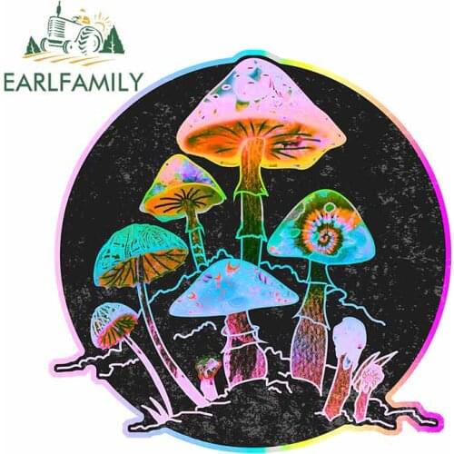EARLFAMILY 13cm x 12.6cm For Garden of Shrooms Vinyl Material Car Stickers Waterproof Decal Windshield Air Conditioner Decor