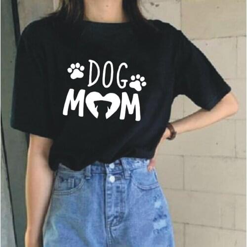 Dog Mom Paw Letter Print T-shirt Women Tops Casual Harajuku Funny Tee Shirt Femme Summer Outdoor Loose 0-neck Cotton T-Shirts