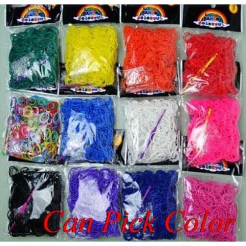 Hu353 600 bands+24 S-Clips/pack Elastic Rubber Candy Colorful Bracelet Loom Bands Multy DIY Silicone Refills
