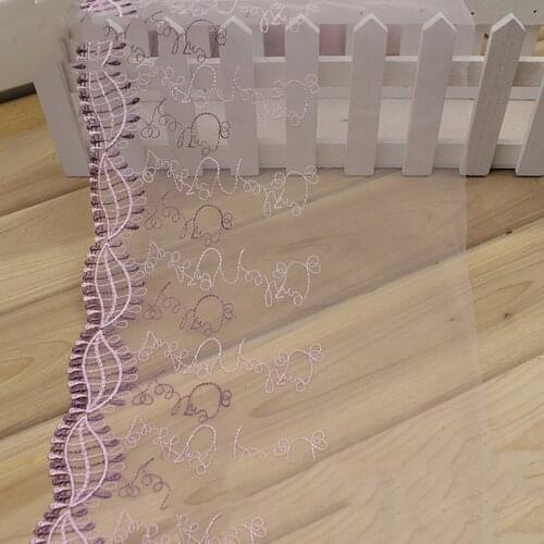 10Meters Exquisite Embroidered Lace Trim High Quality Pink Mesh Fabric DIY Craft Sewing Dress Clothing Accessories 20cm Width