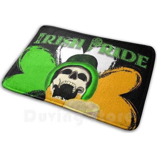 Irish Pride Mat Rug Carpet Anti-Slip Floor Mats Bedroom Irish Pride Skull Beer Drink Ireland Guinness Orange Green White Flag