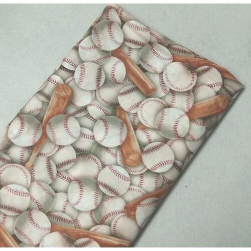 Pretty Baseball & Brown Baseball Bat Printed Cotton Fabric 50x105cm Fabric Patchwork for Cloth Dress Party Home Decoration