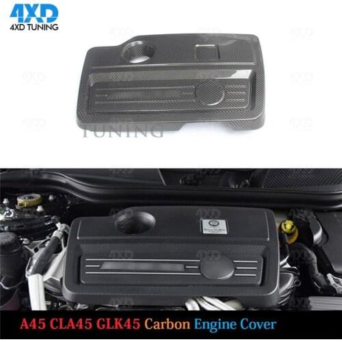 CLA45 AMG Carbon Fiber Engine Cover For Mercedes A CLA Class A45 AMG GLA45 AMG Front Bumper Bonnets Trim styling car Accessories