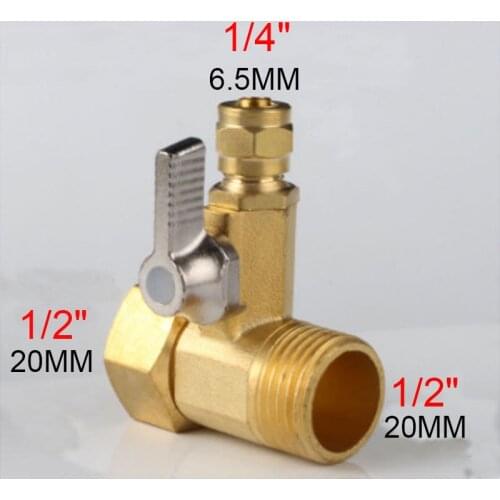 1/2'' To 1/4'' Brass Water Tap RO Feed Ball Valve Faucet Water Filter Reverse Osmosis System for Water Purifier Tap Faucet