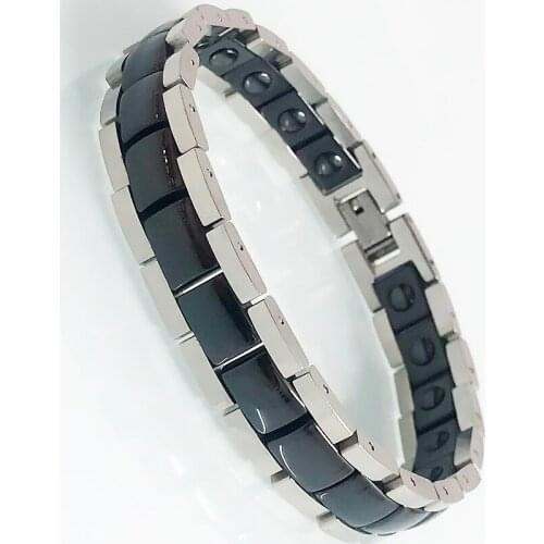 Popular White Black Ceramic Mens Bracelets Female Health Care Energy Hematite Magnetic Wristband Homme Bio Armband Male Jewelry