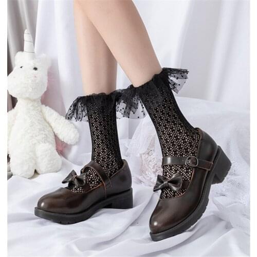 Sweet Breathable Lace Fishnet Socks Girls Lolita Fishnets Hollow out Mesh Lace Socks B1664