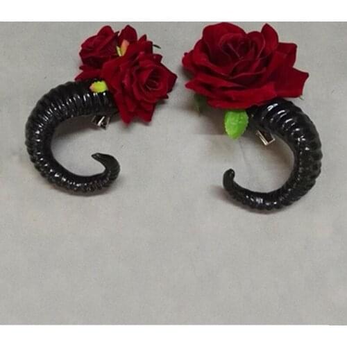 Fashion Sheep Horn Rose Girl Hairpin Forest Cosplay Photography Props Hair Accessories Adult Children Decoration