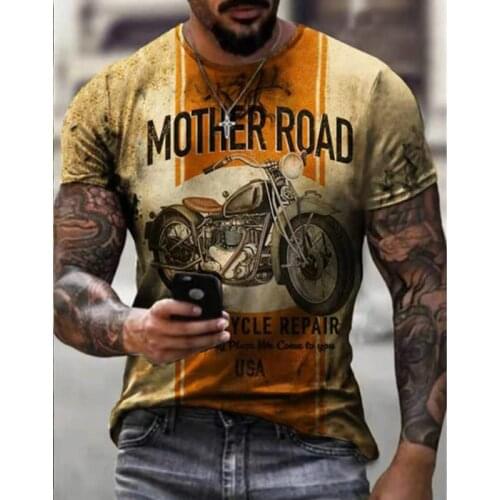 Mens European and American style polyester material motorcycle fashion T-shirt O-neck comfortable 2021 hot style
