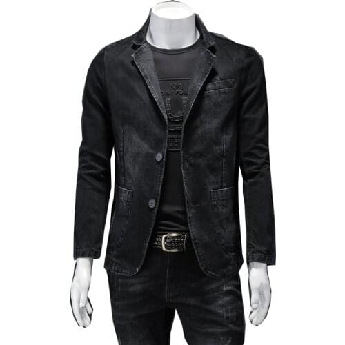Mens Denim Suit Jacket Slim Denim Jacket Denim Jacket Casual Suit Casual Jacket Single Button Jacket 2021 New