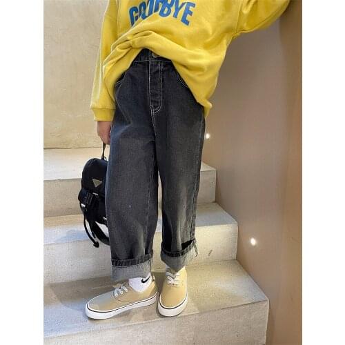 2021 new girls boys denim pants autumn fashion kids jean long pants 3-8 years