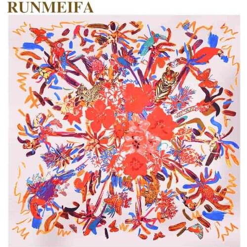 New Design vogue Tiger leopard printing twill silk square scarf for ladies accessories scarfs Big Bufandas foulard femme stoc