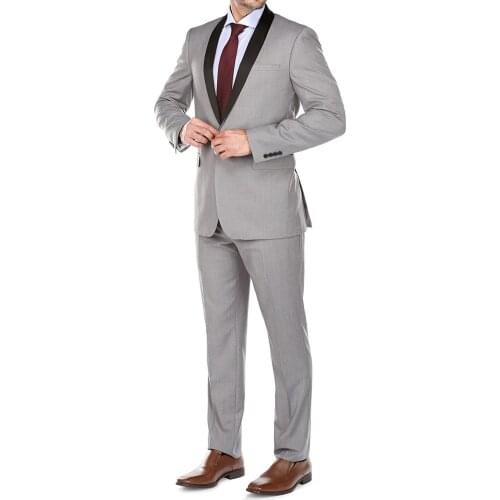 Slim Fit Grey Men Suit Wedding Suits For Men Custom Blazer Mens Suits Groom Tuxedo 2 Piece Terno Masculino (Jacket+Pants)