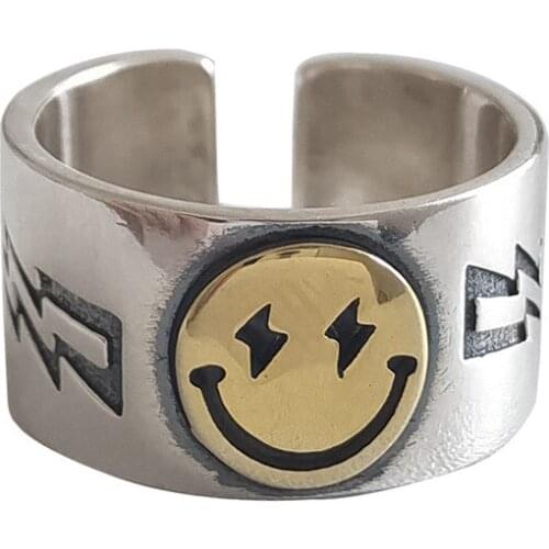 New Trendy Smile Face Charm Rings For Women Men Boho Knuckle Party Rings Punk Cocktail Jewelry Girls Gift anillos bijoux