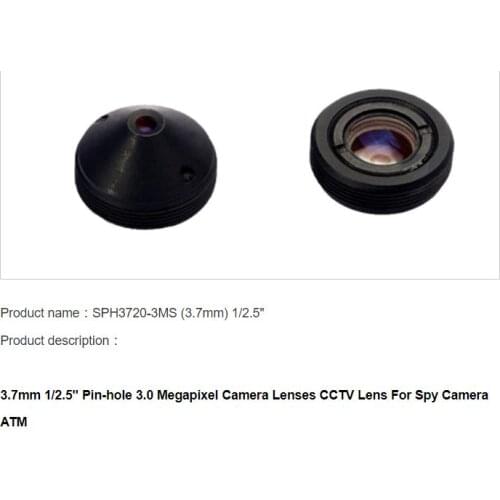 Pin-Hole Lenses - SPH3720-3MS (3.7mm) 1/2.5" M12 3.7mm 1/2.5" Pin-hole 3.0 Megapixel Camera Lenses CCTV Lens For Spy Camera ATM