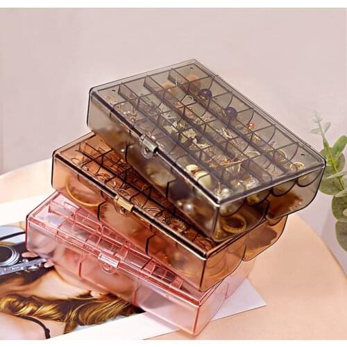 Jewelry Storage Box Jewelry Organizer Earrings Nail Polish Hair Accessories Display Stand Compartmentalized Plastic Box with Lid