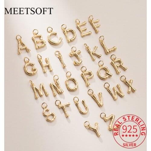 MEETSOFT Trendy 925 Sterling Silver 26 letter Dangle Charms Special of DIY Handmade Fine Jewelry Accessory（without chain