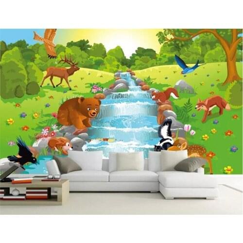 Custom 3D Photo Wallpaper Nordic Simple Cartoon Animal Forest Bear Childrens Bedroom Non-woven Background Decorative Wall Paper